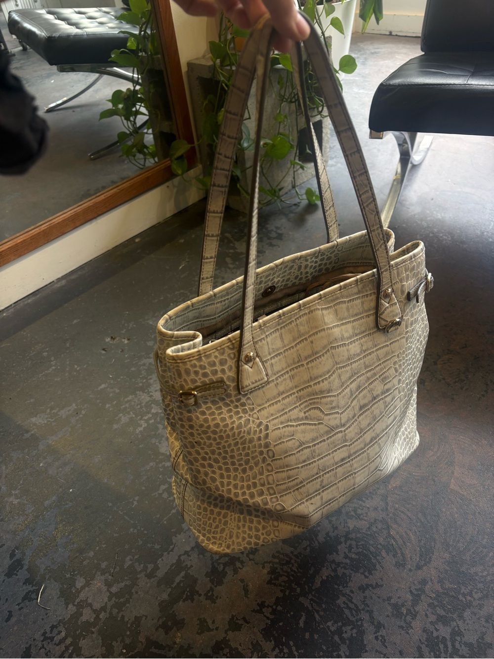 Pierre Cardin Croc-Embossed Tote in Light Taupe